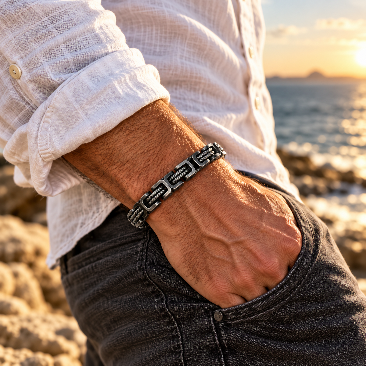 Braided Stainless Steel Bracelet for Men