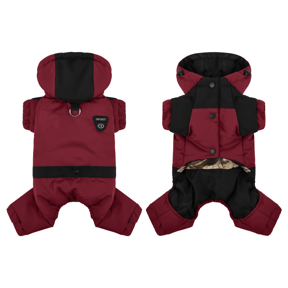 Dog Winter Snowsuit — Graphene Thermal Lining, Full Four-Leg Coverage, Hooded, Water-Resistant