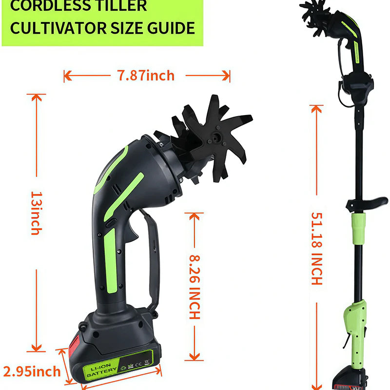 Achandise™ Multifunctional 2-in-1 Cordless Tiller & Cultivator with Telescopic Pole