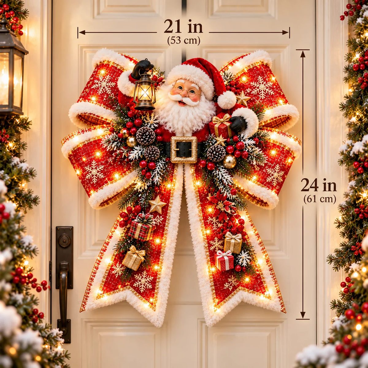 ๐๐ Christmas Magic Bow Door Hangers โ Oversized Light-Up Holiday Bows in 6 Festive Styles
