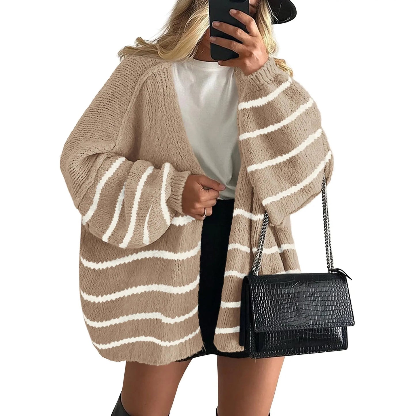 Women's Oversized Cardigan Sweater Fall Long Lantern Sleeve Knit Open Front Lightweight Sweater Knitwear Tops
