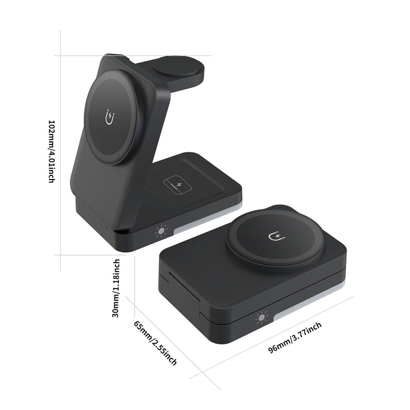 ⚡ 3-in-1 Foldable Wireless Charging Station for iPhone, Apple Watch & AirPods