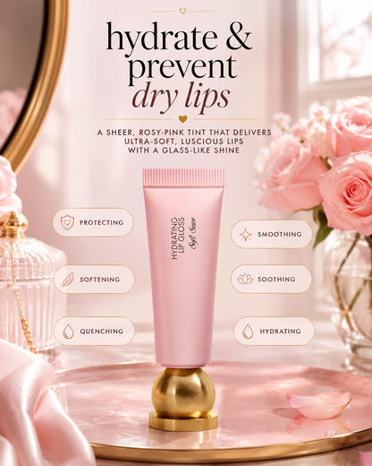 Hydrating Lip Gloss - High Shine & Tinted, Infused with Hyaluronic Acid, Jojoba Oil & Shea Butter
