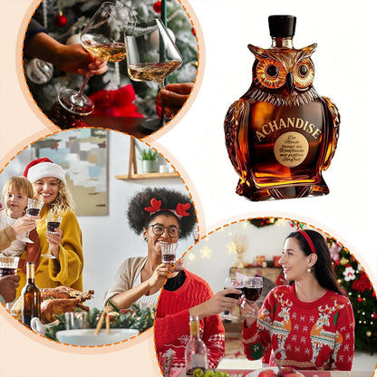 Achandise™ Owl Whiskey Decanter 350 ml ——Unique Glass Bottle for Whiskey, Wine & Liquor