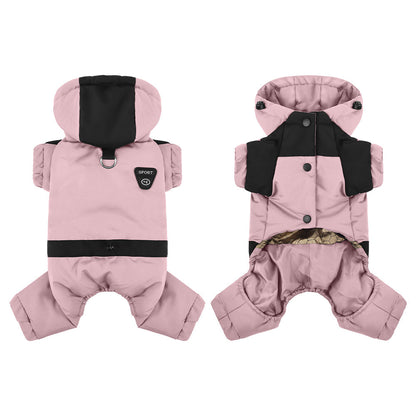 Dog Winter Snowsuit — Graphene Thermal Lining, Full Four-Leg Coverage, Hooded, Water-Resistant