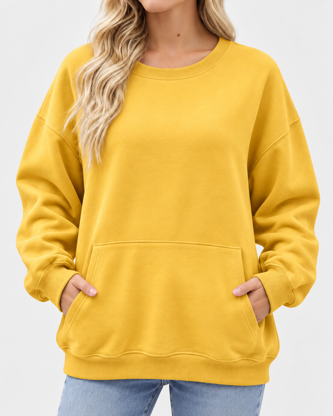 Women's Oversized Long Sleeve Crewneck Sweatshirt with Pocket