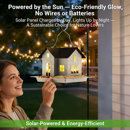 🎁 Mother’s Day 60% OFF - 🏠Solar‐Powered Hanging Bird Feeder with Glow – Sturdy Metal Hopper Design🌙🐦