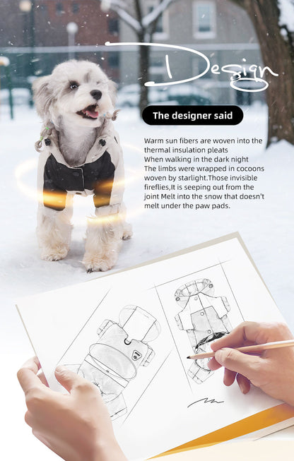 Dog Winter Snowsuit — Graphene Thermal Lining, Full Four-Leg Coverage, Hooded, Water-Resistant