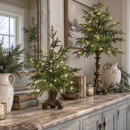 Vintage Lighted Norfolk Pine Trees