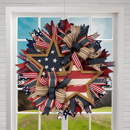 🔥Flash Sale-60% Off🔥250th Anniversary Patriotic Wreath Red White Blue Front Door Decoration
