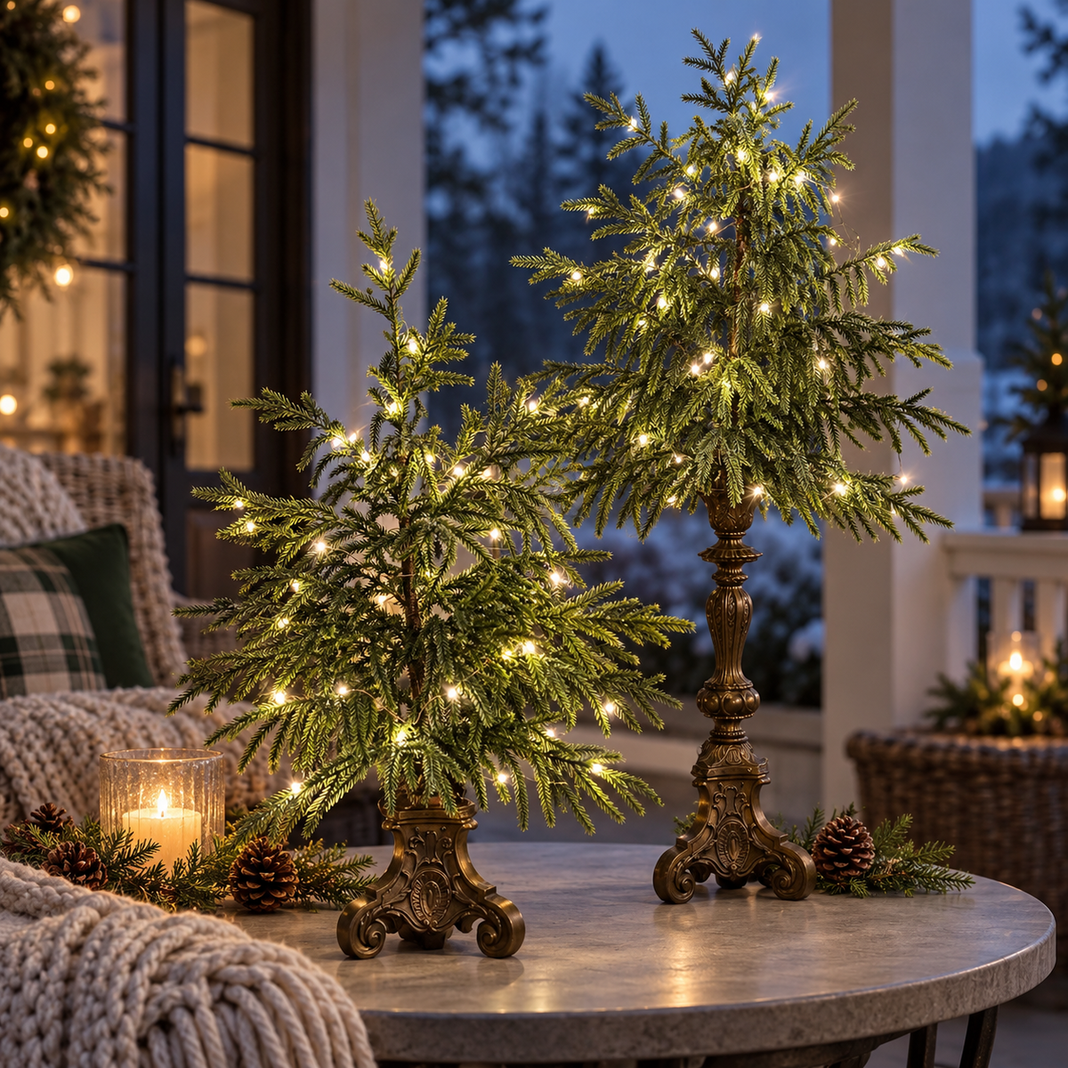 Vintage Lighted Norfolk Pine Trees