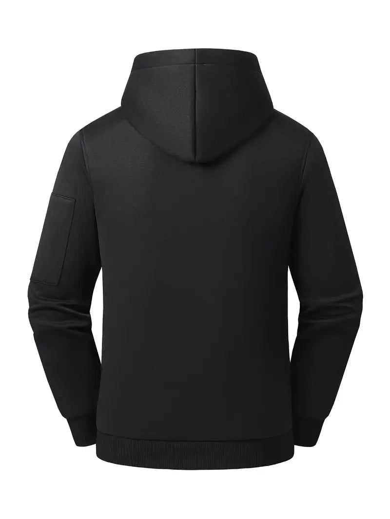 Men's Heated Hoodie – 26 Heating Zones, USB Powered Half-Zip Pullover with Arm Pocket (Power Bank Sold Separately)