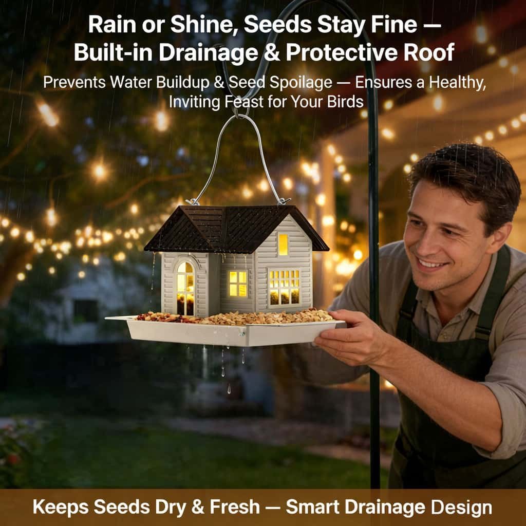 🎁 Mother’s Day 60% OFF - 🏠Solar‐Powered Hanging Bird Feeder with Glow – Sturdy Metal Hopper Design🌙🐦