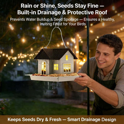 🎁 Mother’s Day 60% OFF - 🏠Solar‐Powered Hanging Bird Feeder with Glow – Sturdy Metal Hopper Design🌙🐦