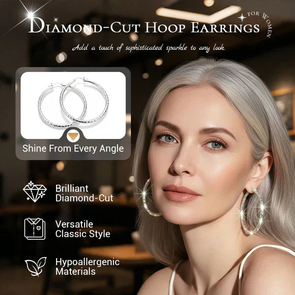 🎉Limited-time Special Offer🎁Diamond-Cut Hoop Earrings for Women – Elegant, Sparkling 💎