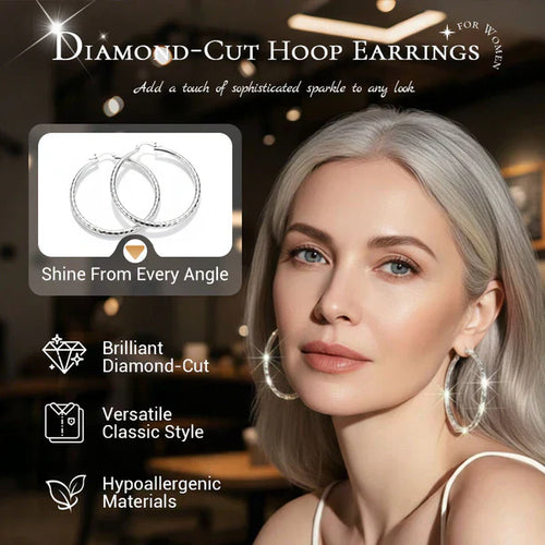 🎉Limited-time Special Offer🎁Diamond-Cut Hoop Earrings for Women – Elegant, Sparkling 💎