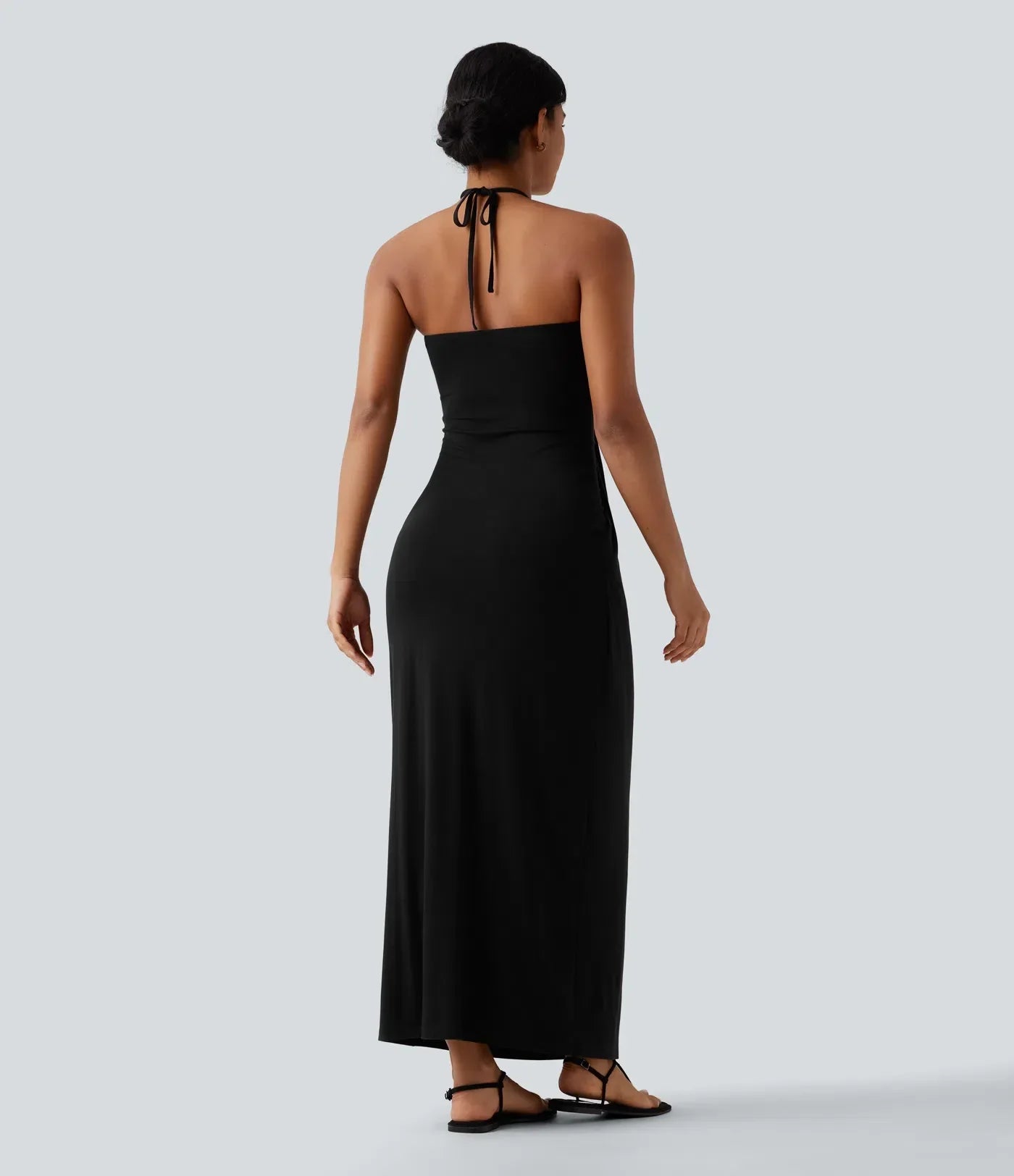 Trovehand Hourglass Bodycon Halter Tie Maxi Dress with Pockets
