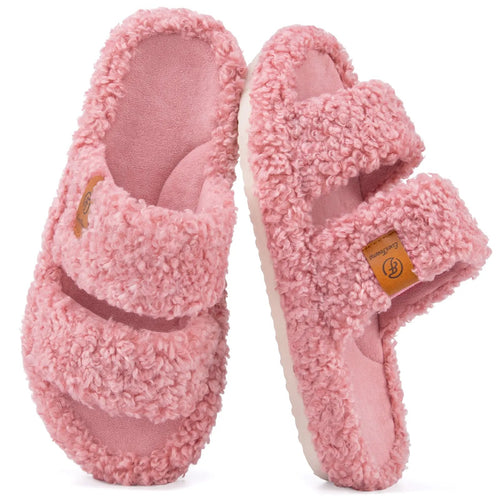 Women's Fuzzy Open-Toe Slippers – Stylish Classic Slides with Soft Memory Foam, Non-Slip Rubber Sole, Perfect Cozy Footwear ,Girl Fur Flipflop Walking Shoes Fluffy Modern Sleeper Slip On Clog