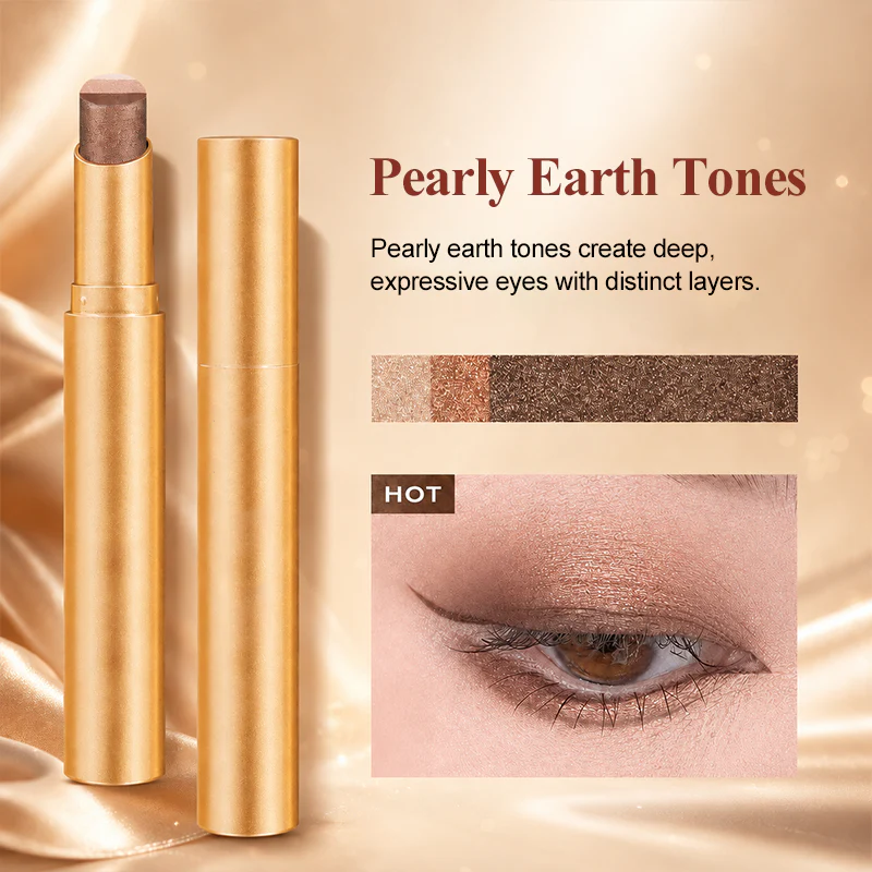 3 in 1 Easy Eyeshadow Stick for Beginners Waterproof Longwear Shimmer Makeup Set