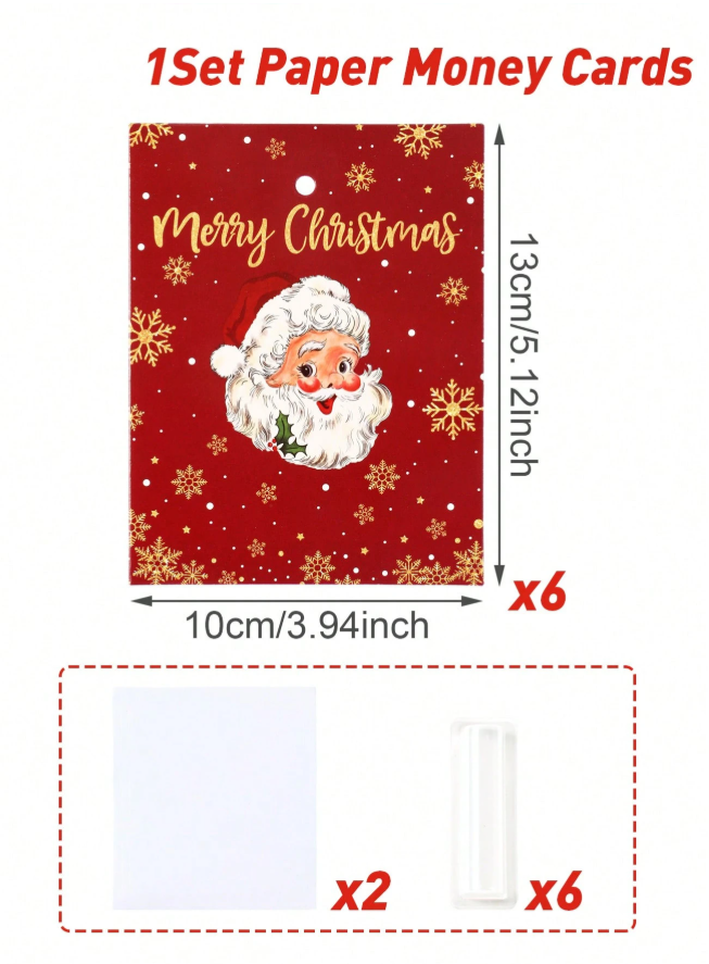 🎄 6pcs Christmas Money Holder Cards