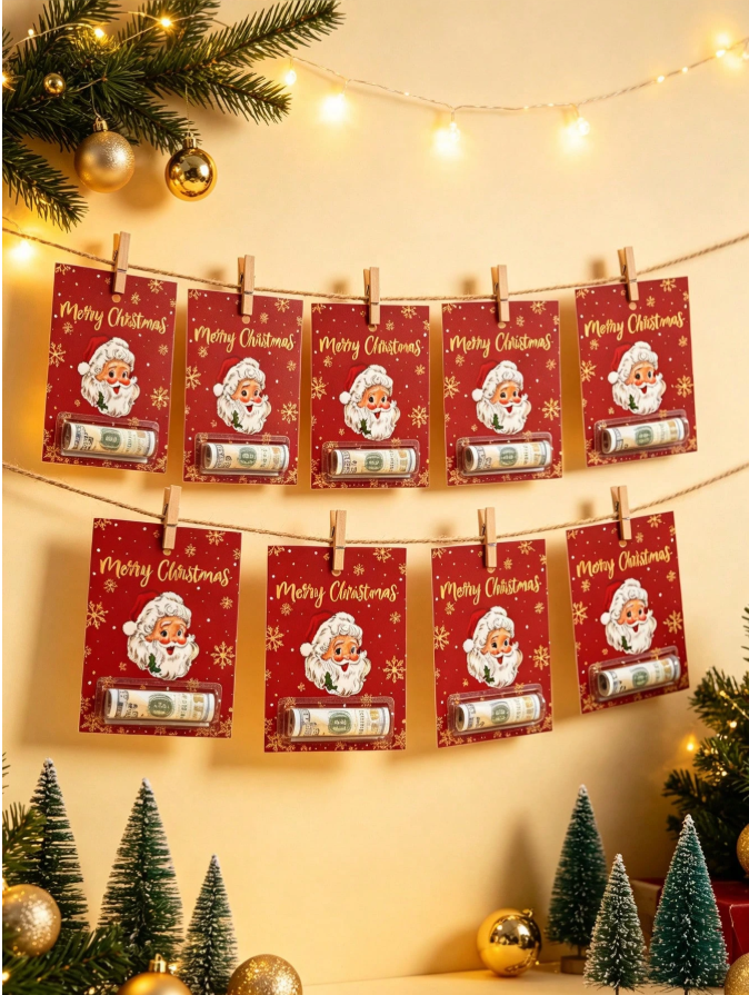 🎄 6pcs Christmas Money Holder Cards