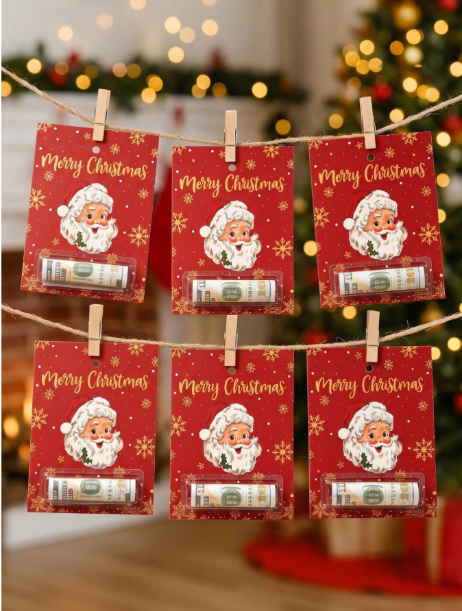 🎄 6pcs Christmas Money Holder Cards