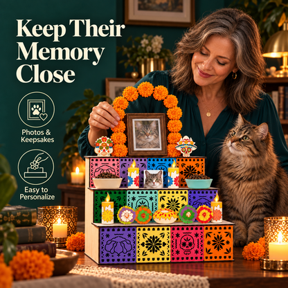 Día de los Muertos 3-Tier Ofrenda Altar — DIY Wooden Display