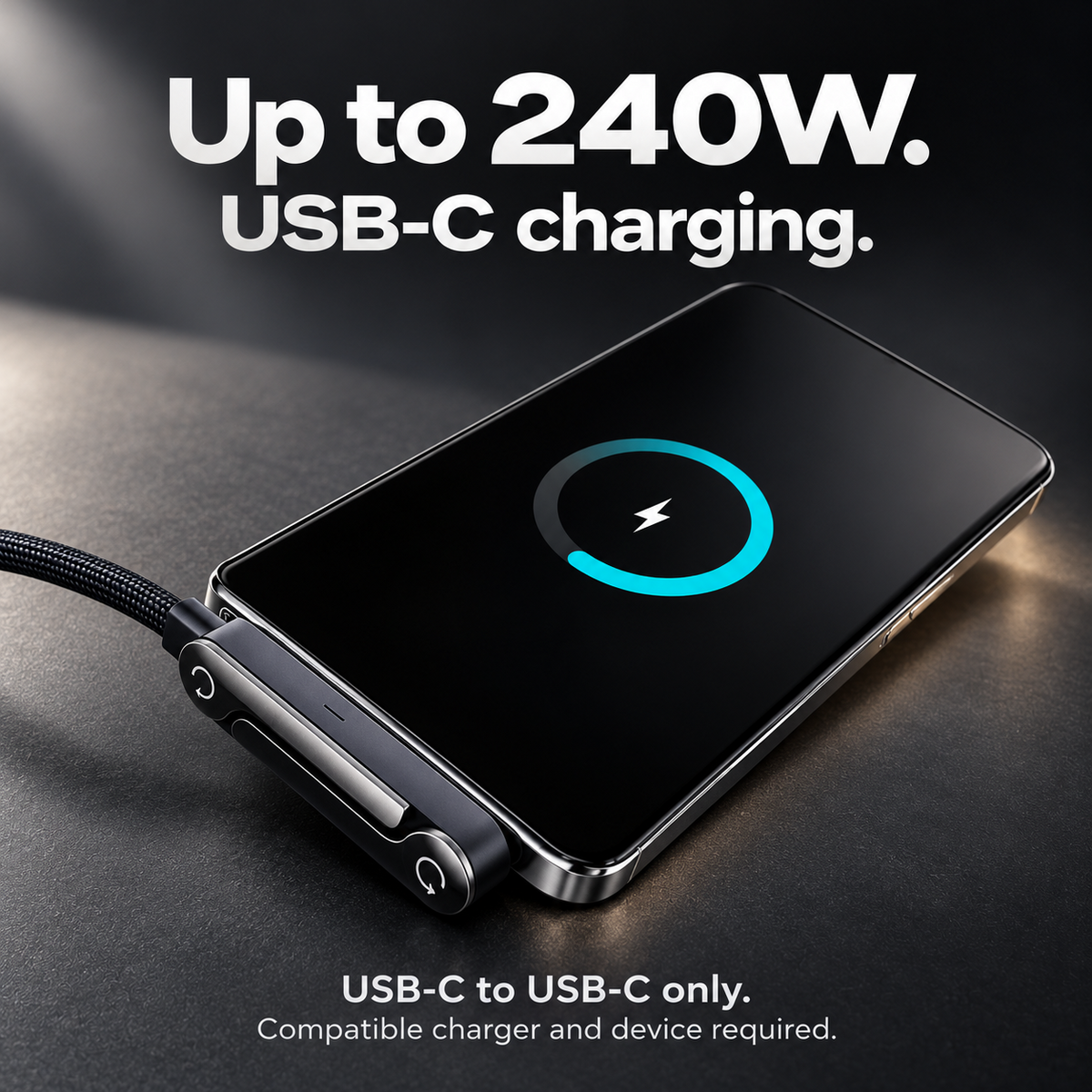 📲 2-in-1 Invisible Holder Charger Cable | MFi-Certified | 240W Fast Charging | Built-In Phone Stand