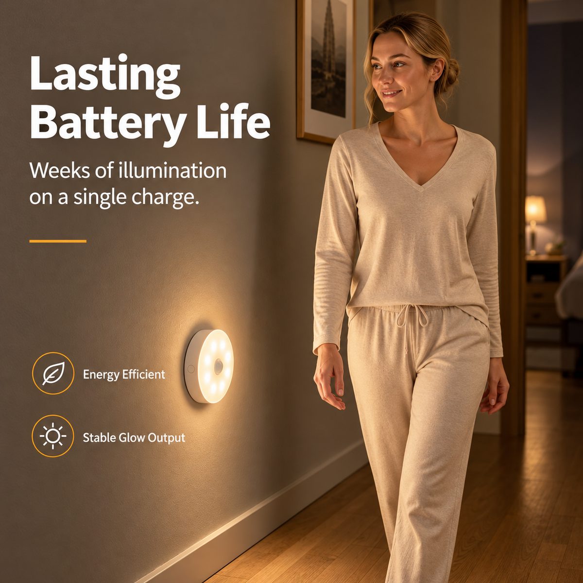 Rechargeable night light product details and available style options