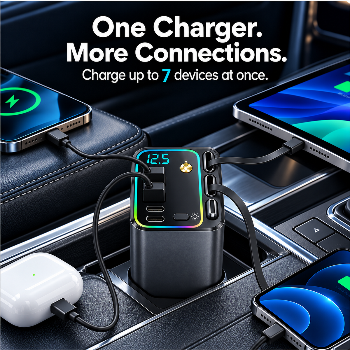 7-in-1 Retractable Car Charger