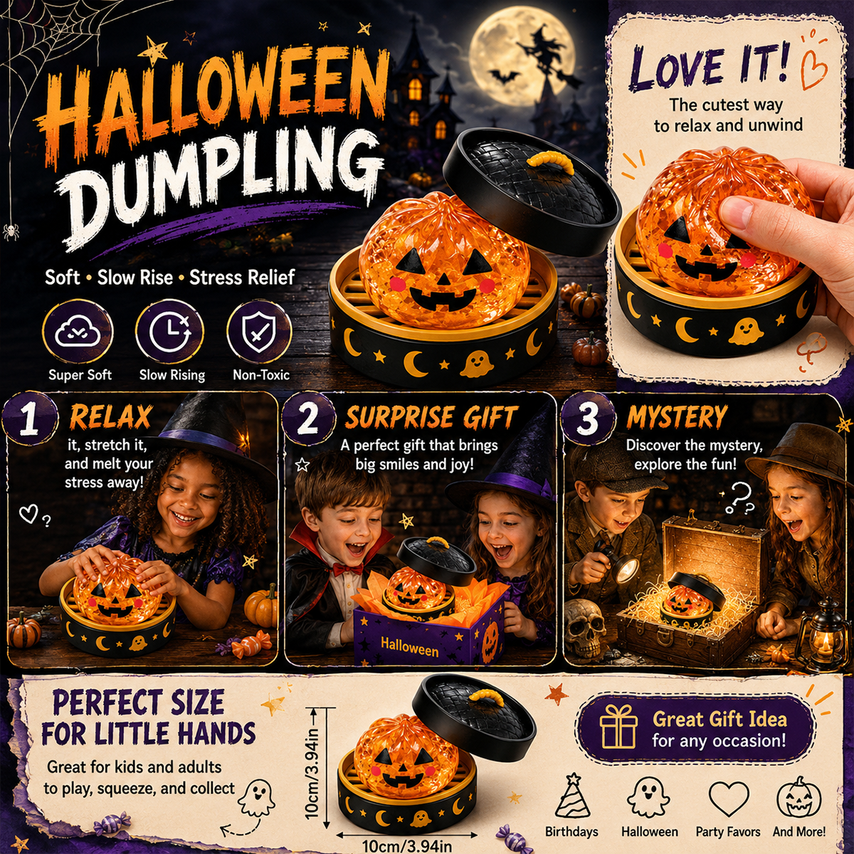 🎃 Halloween Dumpling Squeeze Squishy Toy