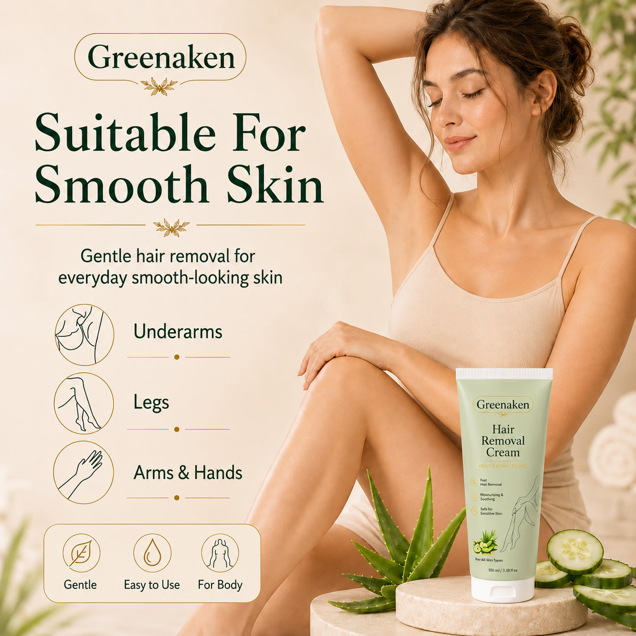 Achandise™ Natural Gentle Hair Removal Cream | For Women & Men, Sensitive Skin