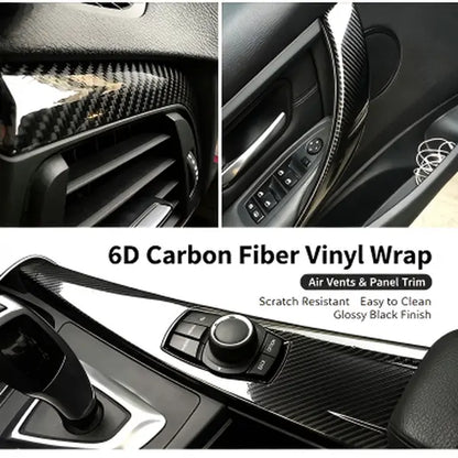 🚗 6D Gloss Carbon Fiber Vinyl Wrap – Peel, Stick & Upgrade Your Car’s Look
