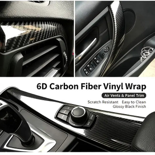 🚗 6D Gloss Carbon Fiber Vinyl Wrap – Peel, Stick & Upgrade Your Car’s Look