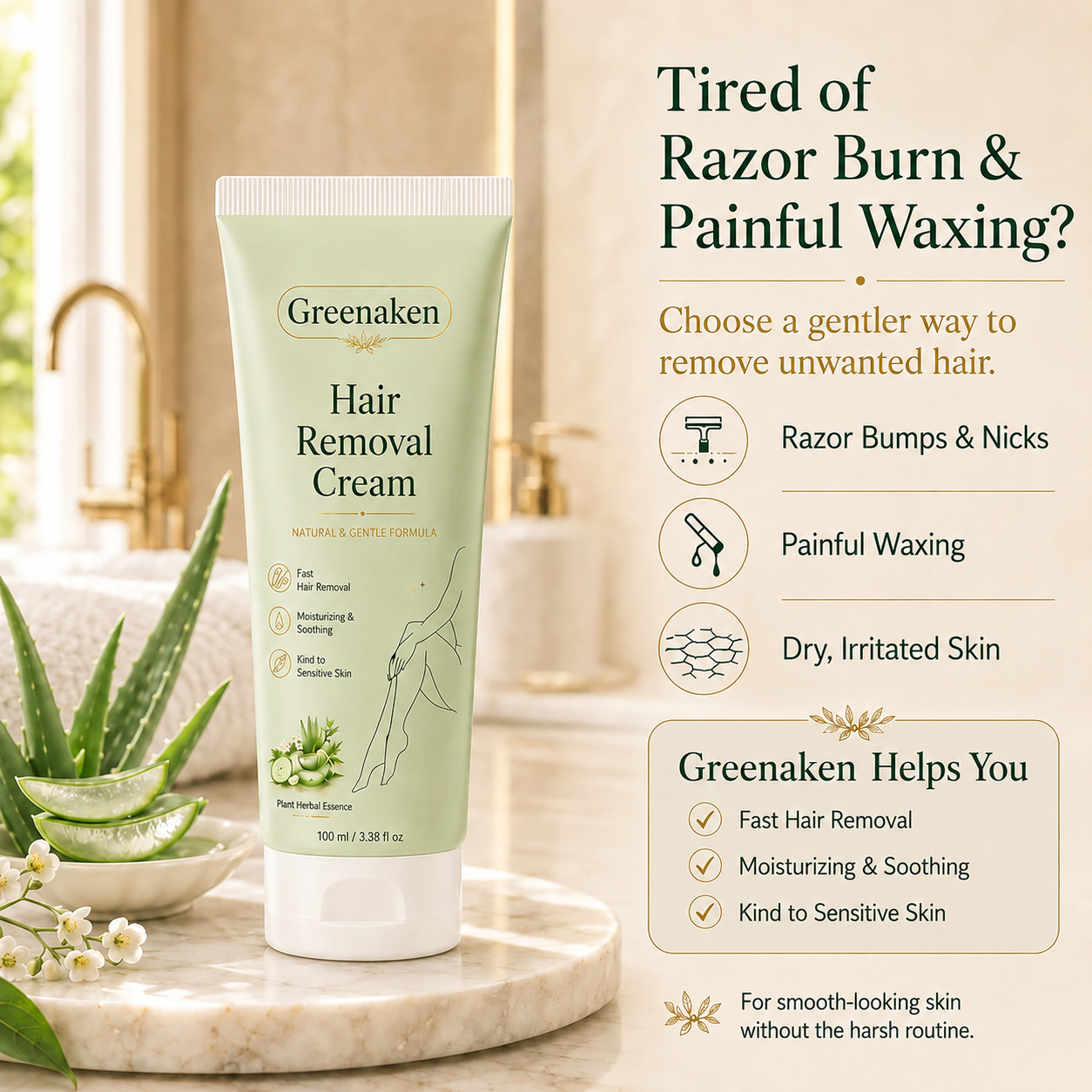 Achandise™ Natural Gentle Hair Removal Cream | For Women & Men, Sensitive Skin