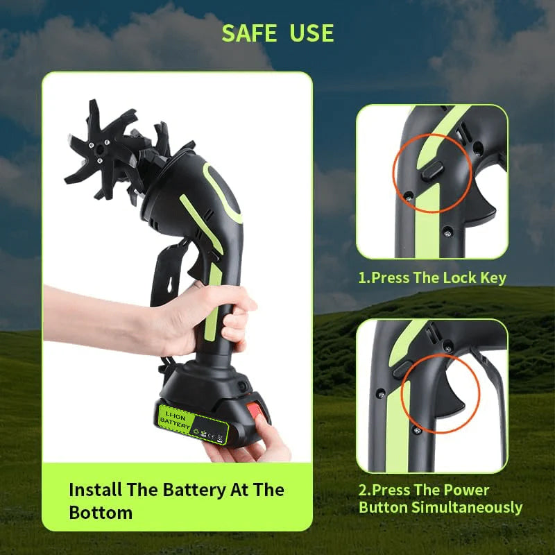Achandise™ Multifunctional 2-in-1 Cordless Tiller & Cultivator with Telescopic Pole