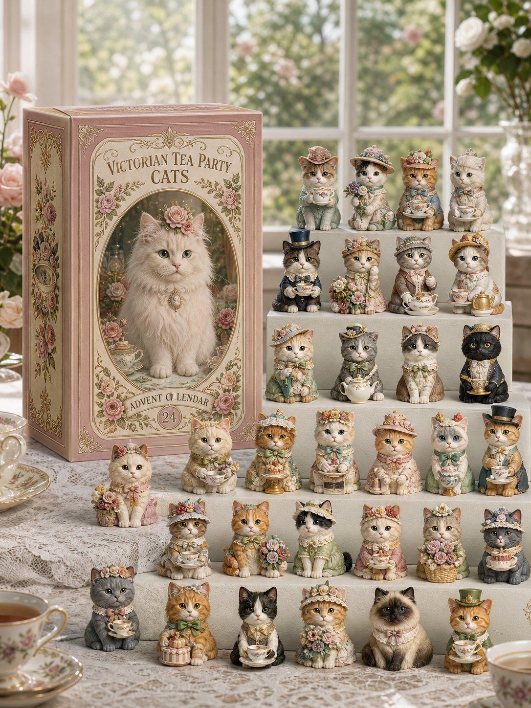 🐈🐈‍⬛2026 Cat Advent Calendar🎁 Gift for Adults Friends Cat Owners and Lovers Christmas Holiday Countdown Gift 24 Designs Cats Charm Christmas Tree Ornament