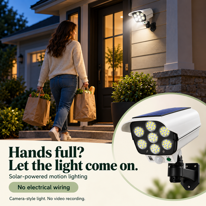 ☀️ Solar Motion Sensor Outdoor Light with Remote — Camera-Style Design
