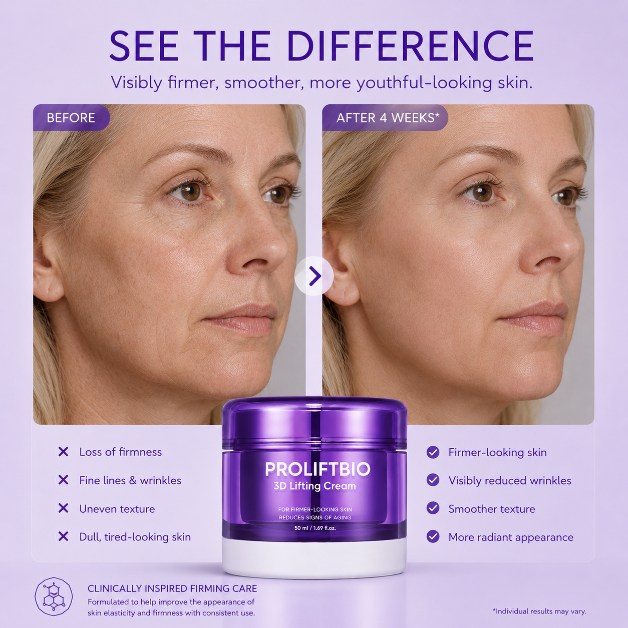 3D Lifting Night Cream | Visibly Firm Jawline & Smooth Fine Lines Overnight
