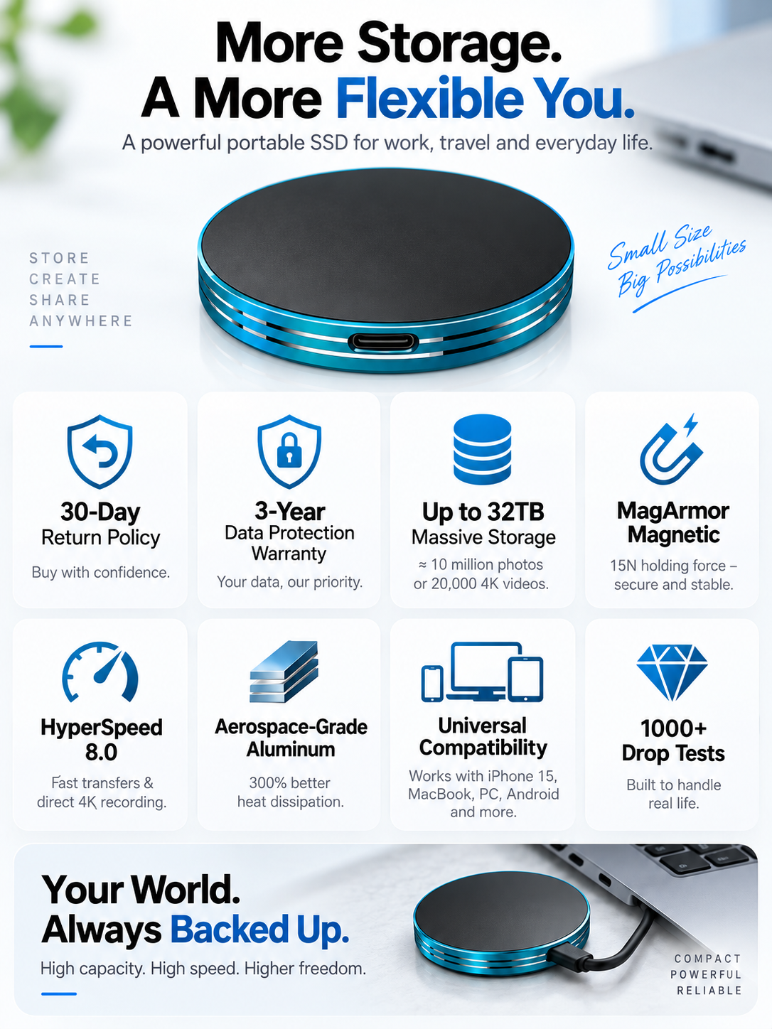 📲C Magnetic Anti-Lost Portable SSD External Solid State Drive