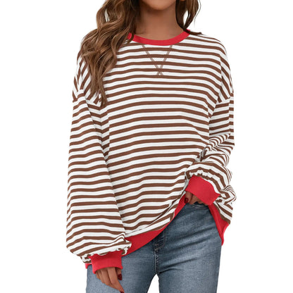 💗Women's Striped Hoodie Sweatshirt with Long Lantern Sleeves