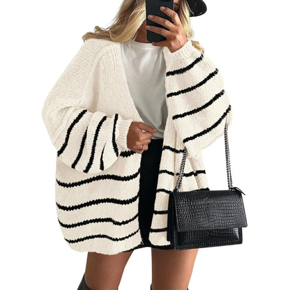 Women's Oversized Cardigan Sweater Fall Long Lantern Sleeve Knit Open Front Lightweight Sweater Knitwear Tops