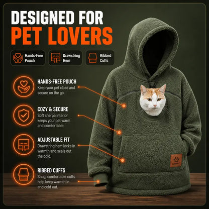 Sherpa Pet Carrier Hoodie – Cozy Cuddle Hoodie with Built-In Pet Pouch