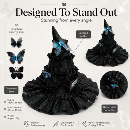 🔥One Hat, Endless Magic – Enchanted Butterfly Witch Hat for Moms & Little Witches