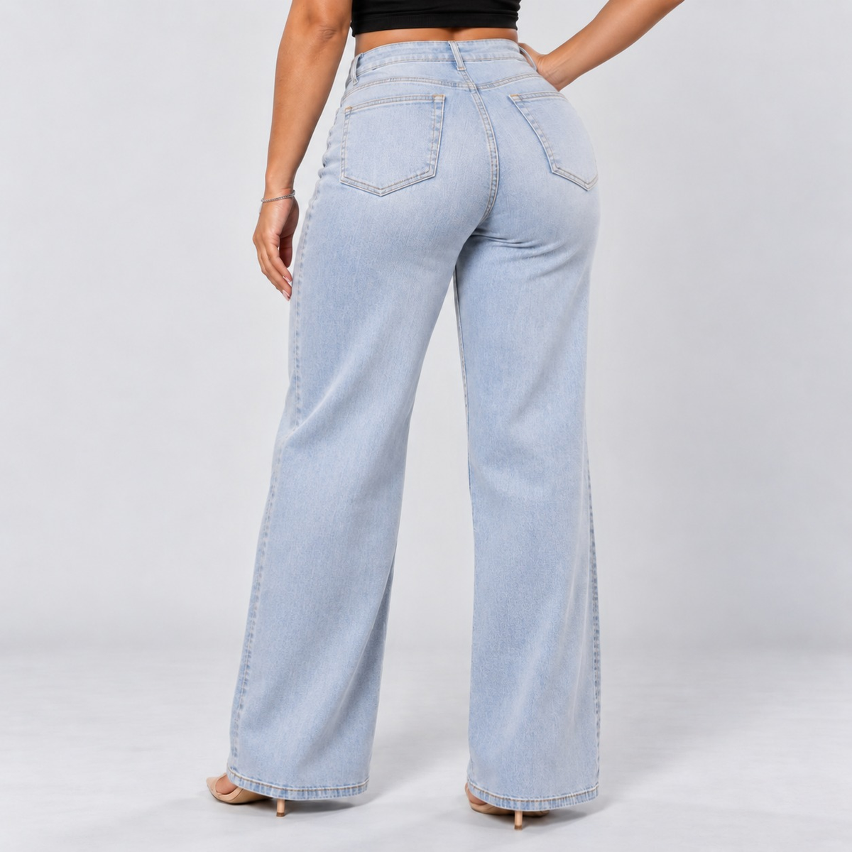 Light Blue | Back three-quarter, hand on hip