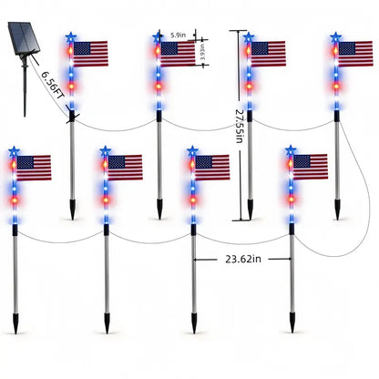 🔥Independence Day Promotion🦅Waterproof Solar 8-Piece Flag Light Set