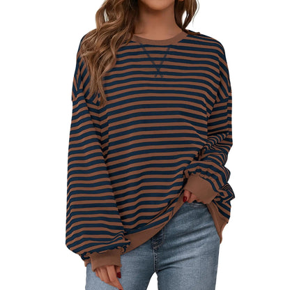 💗Women's Striped Hoodie Sweatshirt with Long Lantern Sleeves