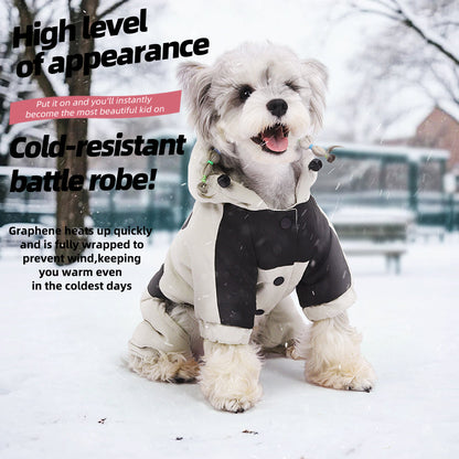 Dog Winter Snowsuit — Graphene Thermal Lining, Full Four-Leg Coverage, Hooded, Water-Resistant
