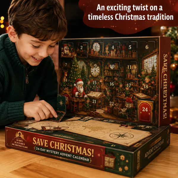 🎄24-Day Mystery Adventure Advent Calendar | Interactive Christmas Puzzle Game with 6 Story Themes, Hidden Clues & Hands-On Challenges 🧩-Festivesl