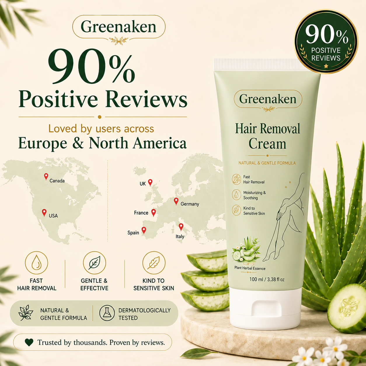 Achandise™ Natural Gentle Hair Removal Cream | For Women & Men, Sensitive Skin
